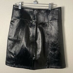 Free People black vegan leather mini skirt size 8